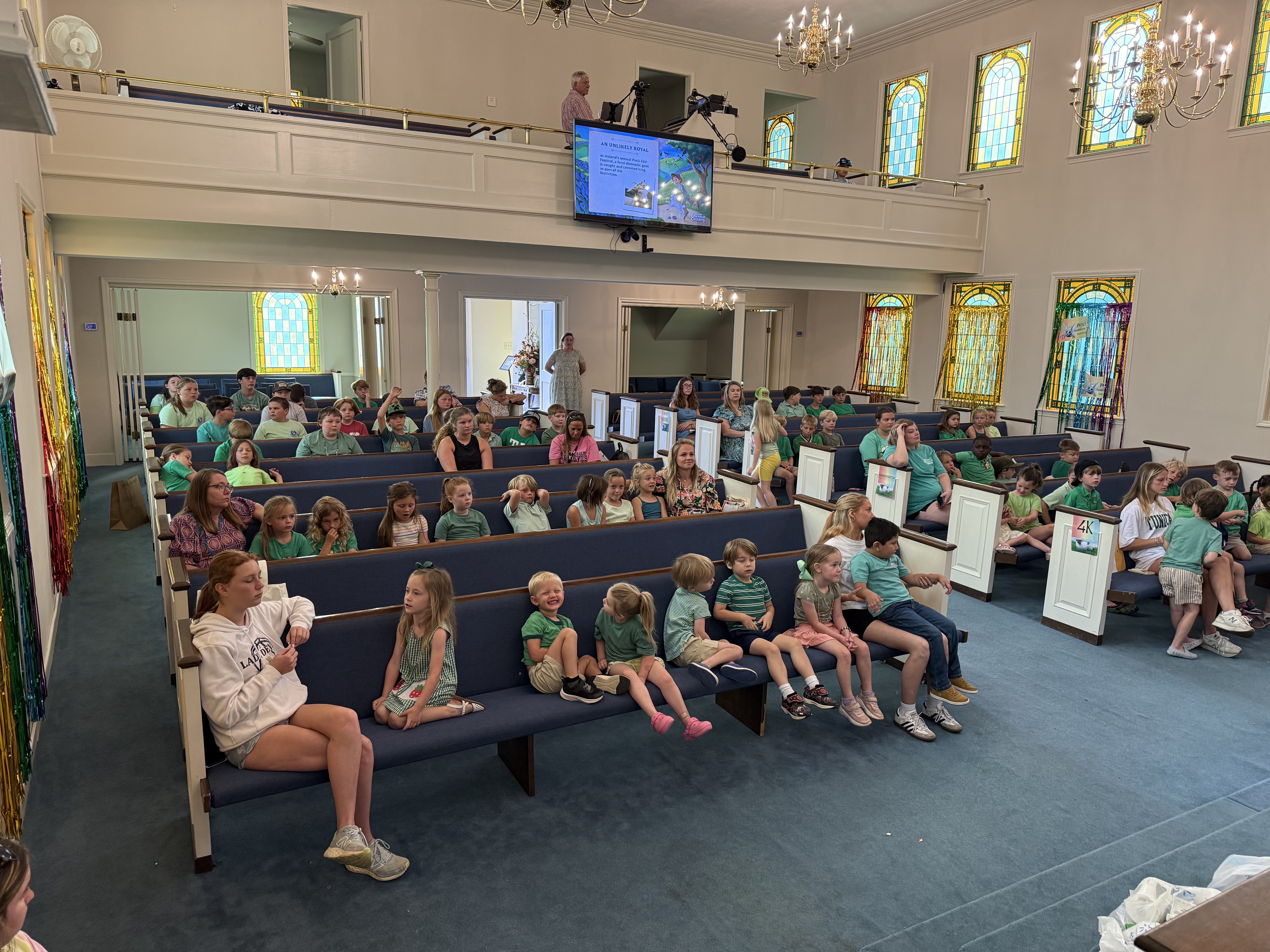 Children gathered in the sanctuary during Vacation Bible School